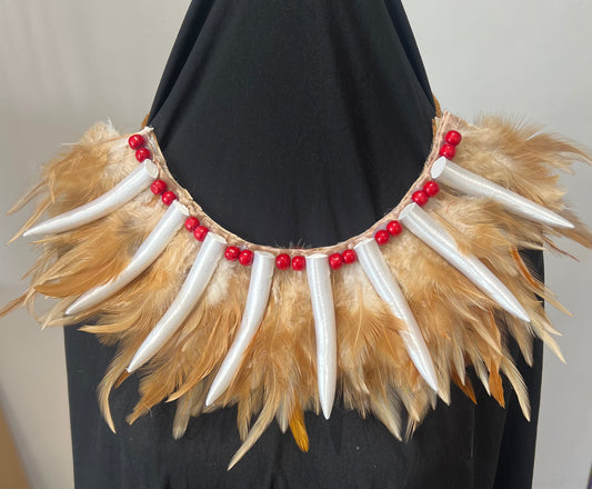 Necklace - Ula Nifo on light brown feathers