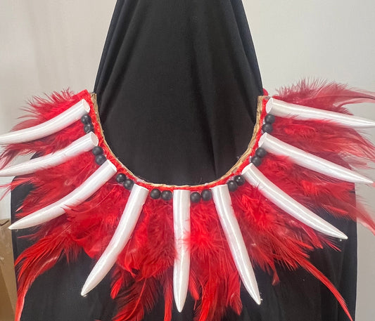 Necklace - Ula Nifo on red feathers